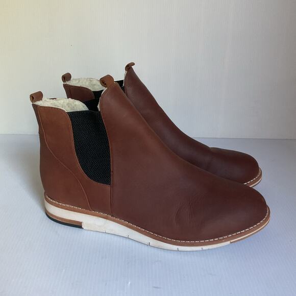 Matt Bernson Brown Leather Chelsea Boots Shearling Lined Women’s Size 9.5 - Picture 4 of 9